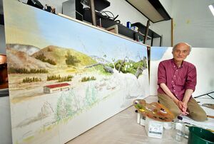 弘前市で滞在制作を始めた画家の阿部さん。リンゴの木を取り巻く四季と時刻の移ろいを一枚の油絵で表現する